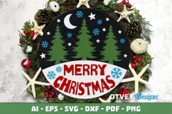 Merry Christmas Round Sign Door Hanger Lasercut Product Image 2