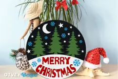 Merry Christmas Round Sign Door Hanger Lasercut Product Image 1