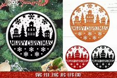 Merry Christmas Door Round Sign SVG | Christmas Town SVG Product Image 1