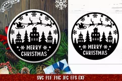 Christmas Door Round Sign SVG | Merry Christmas Sign SVG Product Image 1