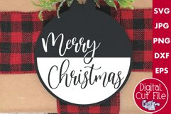 Merry Christmas Knockout Christmas Round Sign Svg Product Image 1