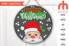 merry christmas svg, christmas hanger svg, xmas door wreath svg, laser cut file, layered door sign svg, winter welcome sign svg, santa claus silhouette, round hanging sign, santa face sign svg, glowforge cut file, cricut cut file, backyard sign svg