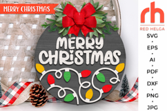 merry christmas svg, holiday lights svg, christmas garland svg, welcome sign svg, christmas hanger svg, xmas door sign svg, seasonal sign svg, laser cut file, layered xmas sign, winter round sign svg, glowforge cut file, cricut cut file, countryside sign 