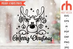 merry christmas svg, peeking reindeer svg, christmas deer dxf, reindeer baubles svg, christmas scene svg, christmas template, xmas window decor, winter theme svg, window cling svg, christmas card svg, christmas ornament svg, xmas decoration svg