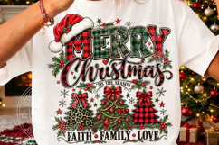 Merry Christmas Faith Family Love Rustic Plaid Christmas Des Product Image 3