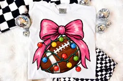 Merry Christmas Football Graphic - Coquette Bow Sports PNG Product Image 2