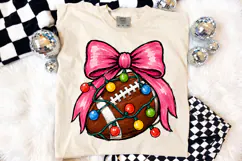 Merry Christmas Football Graphic - Coquette Bow Sports PNG Product Image 4