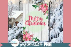 Christmas Garden Flag Sublimation, Floral Christmas Flag PNG Product Image 1