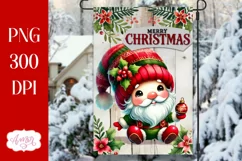 Merry Christmas garden flag sublimation PNG | Cute gnome Product Image 1