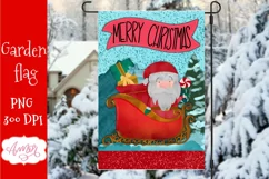Merry Christmas garden flag sublimation PNG with Santa Claus Product Image 1