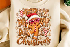 Merry Christmas Gingerbread Man PNG Cute Santa Hat Png Product Image 2