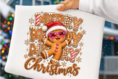 Merry Christmas Gingerbread Man PNG Cute Santa Hat Png Product Image 3