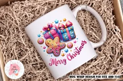 Merry Christmas Gingerbread Mug Wrap For 11 oz and 15 oz, 3d Mug, Christmas Png