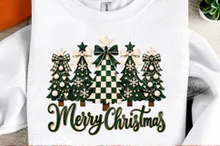 Merry Christmas Green Buffalo Plaid Christmas Trees PNG Product Image 2