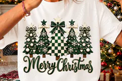 Merry Christmas Green Buffalo Plaid Christmas Trees PNG Product Image 3