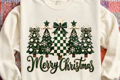 Merry Christmas Green Buffalo Plaid Christmas Trees PNG Product Image 4