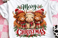 Merry Christmas Highland Cow PNG Product Image 1