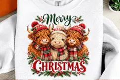 Merry Christmas Highland Cow PNG Product Image 2