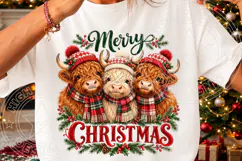 Merry Christmas Highland Cow PNG Product Image 3
