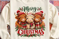 Merry Christmas Highland Cow PNG Product Image 4