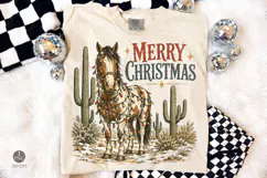 Merry Christmas Horse PNG, Retro Desert Winter Shirt Design Product Image 1