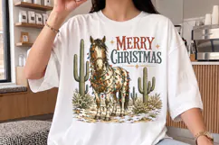 Merry Christmas Horse PNG, Retro Desert Winter Shirt Design Product Image 2