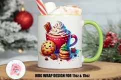 Christmas Mug Wrap For 11 oz and 15 oz, 3d Mug, Christmas Gingerbread Png