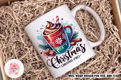 Merry Christmas Hot Cocoa Mug Wrap For 11 oz and 15 oz, 3d Mug, Christmas Png