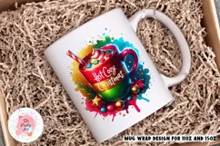 Merry Christmas Hot Cocoa Mug Wrap For 11 oz and 15 oz, 3d Mug, Christmas Png