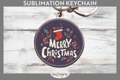 Merry Christmas Round Keychain Sublimation Product Image 1