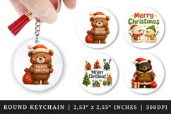 Merry Christmas round keychain pintable sublimation design Product Image 1