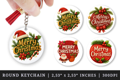 Merry Christmas round keychain pintable sublimation design Product Image 1