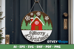Merry Christmas Round Sign Door Hanger Lasercut Product Image 2