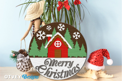 Merry Christmas Round Sign Door Hanger Lasercut Product Image 3