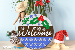 Merry Christmas Round Sign Door Hanger Lasercut Product Image 2