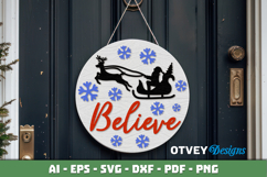 Merry Christmas Round Sign Door Hanger Lasercut Product Image 3