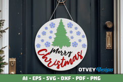 Merry Christmas Round Sign Door Hanger Lasercut Product Image 1