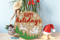 Merry Christmas Round Sign Door Hanger Lasercut Product Image 3