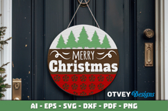 Merry Christmas Round Sign Door Hanger Lasercut Product Image 1