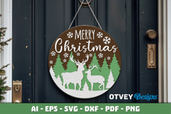 Merry Christmas Round Sign Door Hanger Lasercut Product Image 1