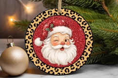 Merry Christmas Leopard Buffalo Plaid Ornament Product Image 1