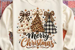 Merry Christmas Leopard & Buffalo Plaid Trees PNG Product Image 4