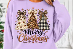Merry Christmas Leopard & Buffalo Plaid Trees PNG Product Image 5