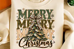 Merry Christmas PNG | Leopard Bow Christmas Tree Sublimation Product Image 2