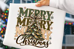 Merry Christmas PNG | Leopard Bow Christmas Tree Sublimation Product Image 3