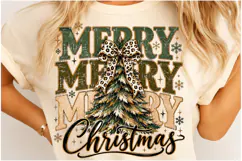 Merry Christmas PNG | Leopard Bow Christmas Tree Sublimation Product Image 4