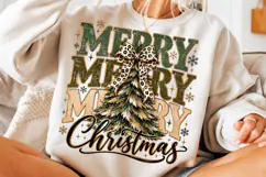 Merry Christmas PNG | Leopard Bow Christmas Tree Sublimation Product Image 5