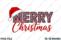 Merry Christmas Leopard Santa Hat PNG Product Image 1