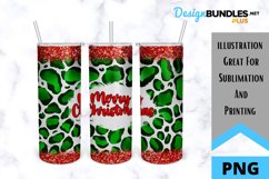 Merry Christmas Leopard Glitter Tumbler - Sublimation Product Image 1