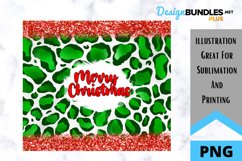 Merry Christmas Leopard Glitter Tumbler - Sublimation Product Image 2